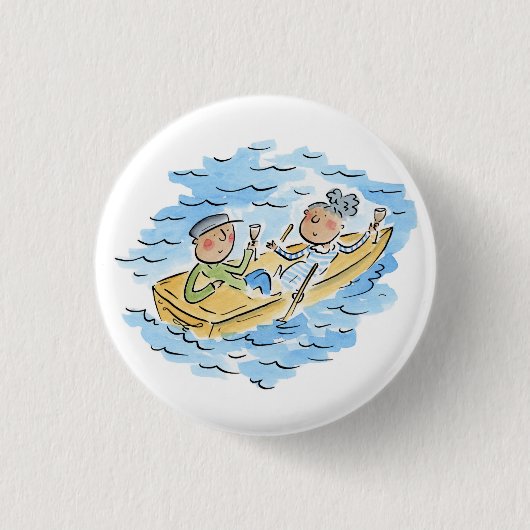 roeiboot ronde button 3,2 cm (Voorkant)