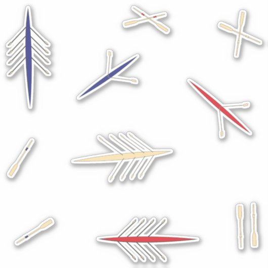 Roeiboot Rood Blauw Roeiclub Sticker (Voorkant)