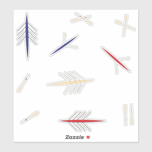 Roeiboot Rood Blauw Roeiclub Sticker (Vel)