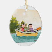 Roeiboot - Vrouw Keramisch Ornament (Rechts)