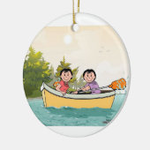 Roeiboot - Vrouw Keramisch Ornament (Links)