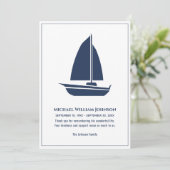 Roeiboot Zeilboot Graf Naustiek Blauw Witte Bedankkaart (Staand voorkant)