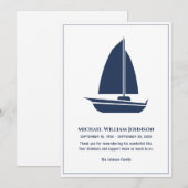 Roeiboot Zeilboot Graf Naustiek Blauw Witte Bedankkaart (Voorkant / Achterkant)