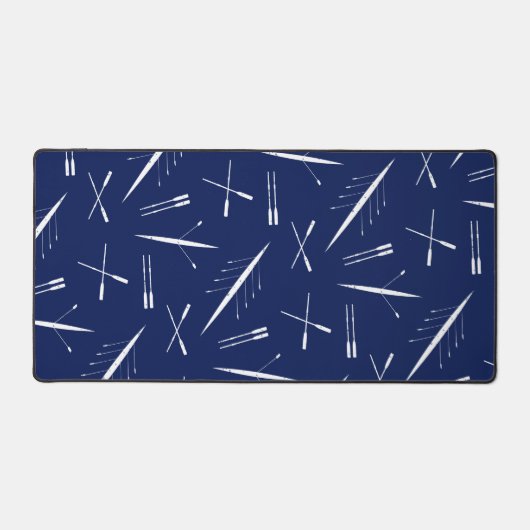 Roeibootpatroon, stijlvol marineblauw en wit bureaumat (Voorkant)