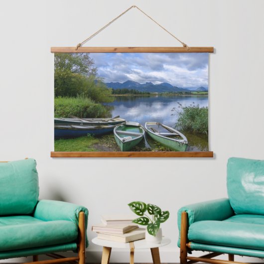 Roeiboten aan het meer - Allgäu Hangend Wandkleed (Woonkamer)