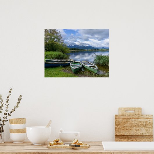 Roeiboten aan het meer - Allgäu Poster (Keuken)