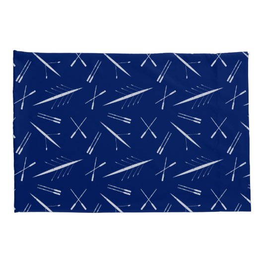 Roeiboten en roeiriemen Navy Blauw en Wit Patroon Kussensloop (Achterkant-Rechts)