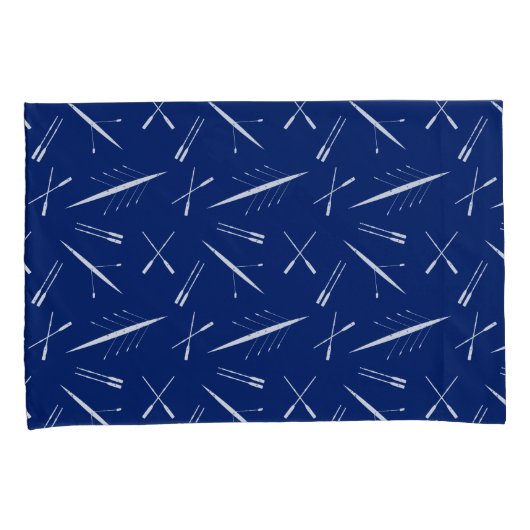 Roeiboten en roeiriemen Navy Blauw en Wit Patroon Kussensloop (Voorkant-Rechts)