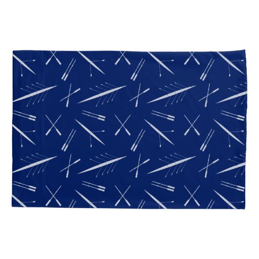 Roeiboten en roeiriemen Navy Blauw en Wit Patroon Kussensloop (Achterkant)