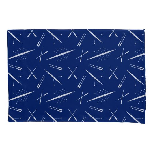 Roeiboten en roeiriemen Navy Blauw en Wit Patroon Kussensloop (Voorkant)