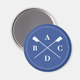Roeien gekruiste roeiriemen monogram initialen mar magneet