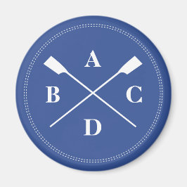 Roeien gekruiste roeiriemen monogram initialen mar magneet