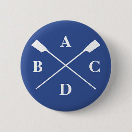 Roeien gekruiste roeiriemen monogram marine ronde button 5,7 cm