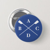 Roeien gekruiste roeiriemen monogram marine ronde button 5,7 cm (Voorkant /achterkant)
