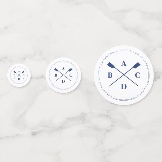 Roeien gekruiste roeispanen marine initialen confetti (Voorkanten)