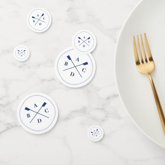 Roeien gekruiste roeispanen marine initialen confetti (Groep)