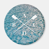 Roeien gekruiste roeispanen monogram initialen wat magneet (Voorkant)