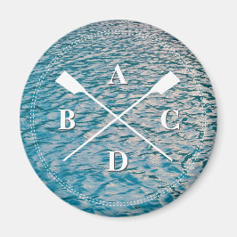 Roeien gekruiste roeispanen monogram initialen wat magneet