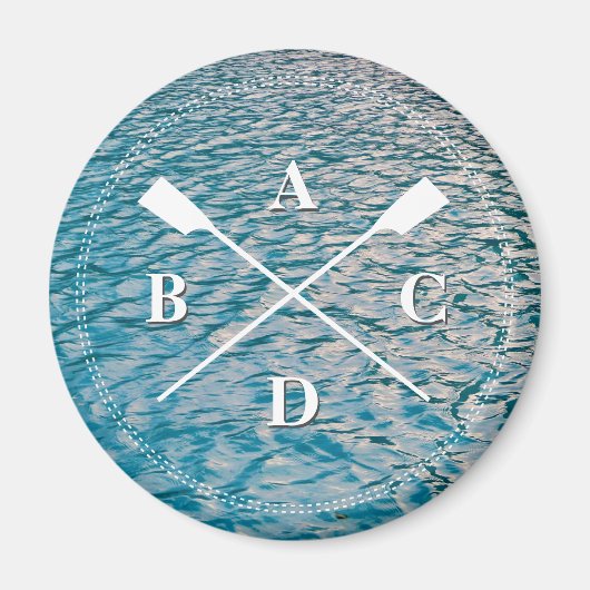 Roeien gekruiste roeispanen monogram initialen wat magneet (Voorkant)