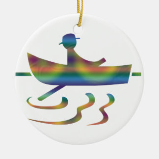 Roeien in een kleine boomgaard keramisch ornament