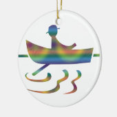 Roeien in een kleine boomgaard keramisch ornament (Links)