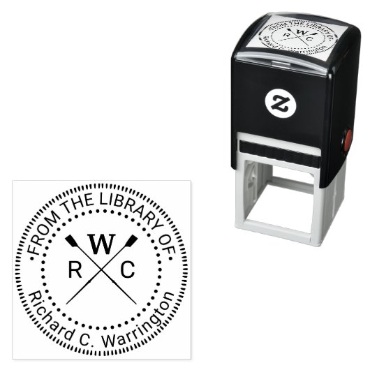 Roeien Roeiers Bemanning 3 Beginletters Bibliothee Zelfinktende Stempel (In situ)