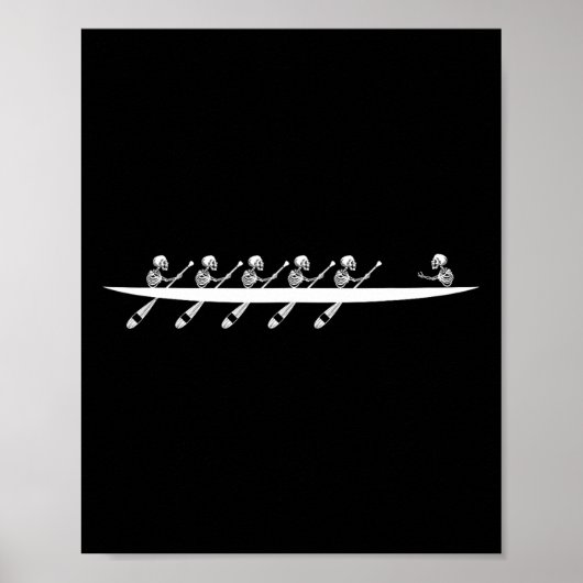 Roeien Skeleton Row Boats Paddle Coxswain Hallowee Poster (Voorkant)