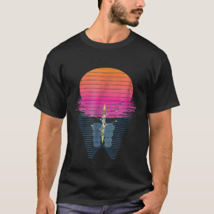 Roeiend Crew Grafisch Zonsondergang Ontwerp T-shirt