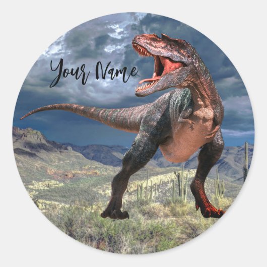 Roeiende Dinosaurus Jurassic Park Naam Mooi Ronde Sticker (Voorkant)