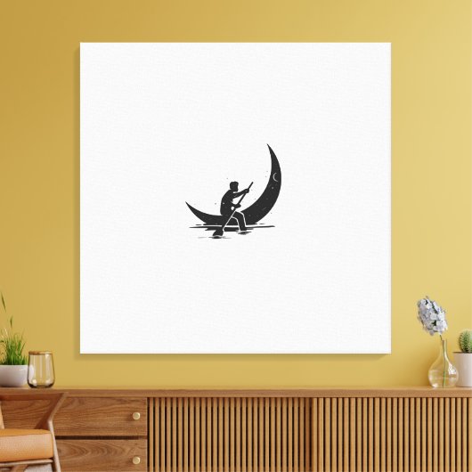 "Roeiende Maan" Canvas (Insitu (Woonkamer))