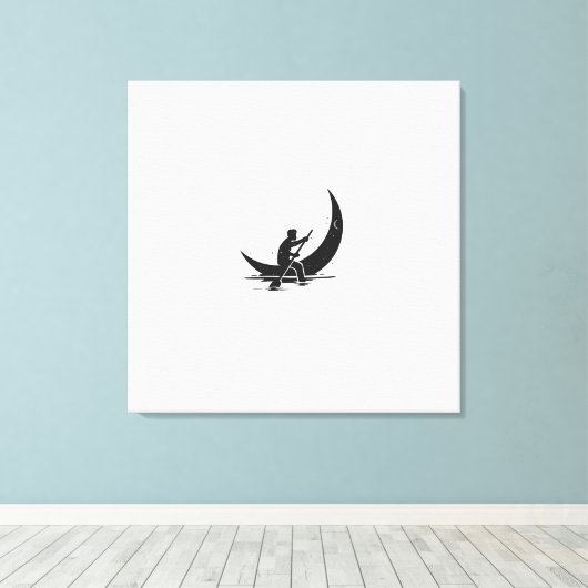"Roeiende Maan" Canvas Afdruk (Insitu (Houten vloer))
