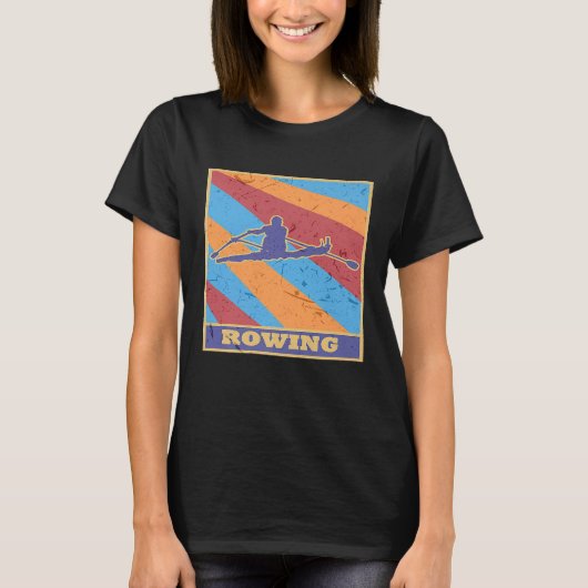 Roeiende  Retro Kleuren Boot Kano Rower Root Root T-shirt (Voorkant)