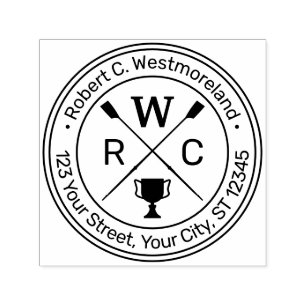 Roeiende Roeiers Bemanning Trofee Naam Retouradres Zelfinktende Stempel