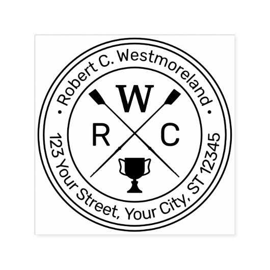 Roeiende Roeiers Bemanning Trofee Naam Retouradres Zelfinktende Stempel (Design)