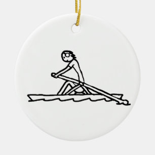 Roeiende Stickman Keramisch Ornament