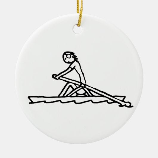 Roeiende Stickman Keramisch Ornament (Voorkant)