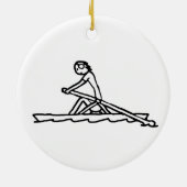 Roeiende Stickman Keramisch Ornament (Achterkant)