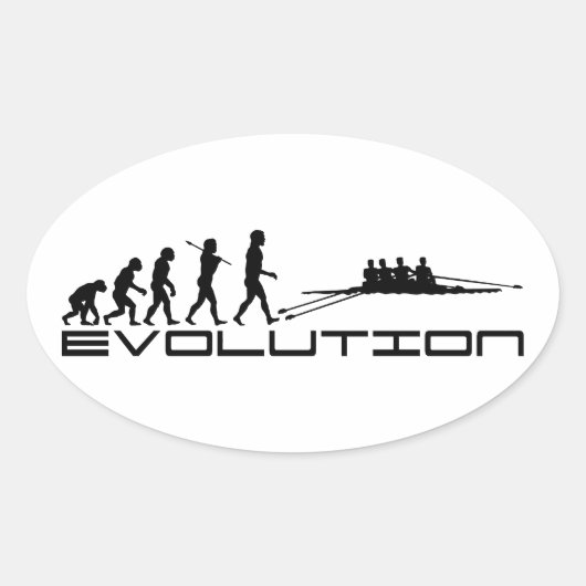 Roeier Water Sport Evolution Art Ovale Sticker (Voorkant)