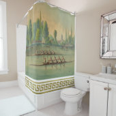  Roeiers Crew Race Boat Race Grieks Sleutelgrens Douchegordijn (In situ)