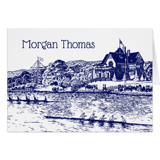 Roeiers Crew racen met Blauw Boathouse (Voorkant Horizontaal)
