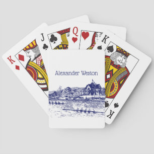Roeiers Crew racen met Blauw Boathouse Pokerkaarten
