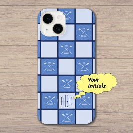 Roeiers gekruist roeiriemen initialen blauw iPhone 15 pro case