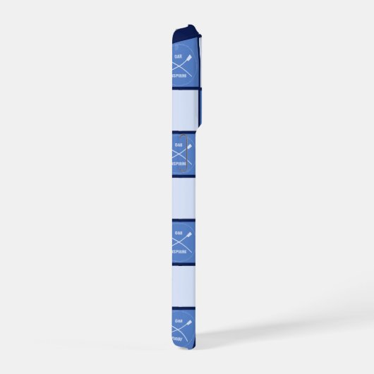 Roeiers gekruist roeiriemen initialen blauw iPhone hoesje (Rechterkant)