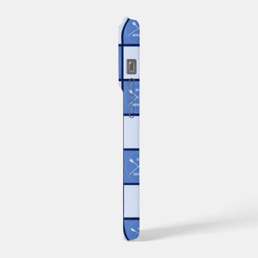 Roeiers gekruist roeiriemen initialen blauw iPhone hoesje (Linkerkant)