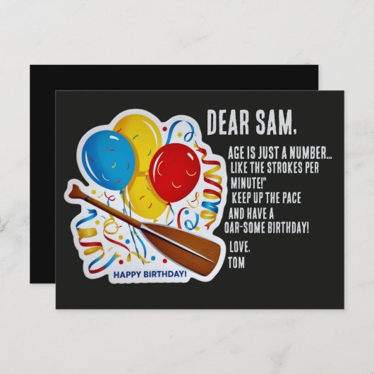 Roeiers Verjaardagsgenoegen: Oar-esome Viering Briefkaart (Voorkant / Achterkant)