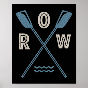 Roeiploeg Stuurman Roeier Retro Boot Peddel S Poster