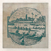  roeiscène glazen onderzetter (Voorkant)