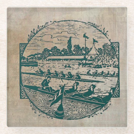 roeiscène glazen onderzetter (Voorkant)