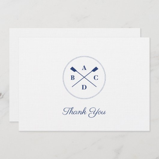 Roeispanen initials bedankkaart (Voorkant / Achterkant)