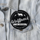 Roekeloos Wolfpack Bachelor Party Groom Naam Ronde Button 4,0 Cm (In situ)